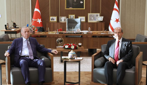 Cumhurbaşkanı Erdoğan, KKTC Cumhurbaşkanı Tatar ile görüştü